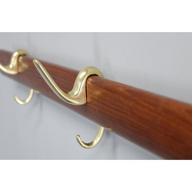 Brass and Teak Coat Hanger by Carl Auböck for Illums Bolighus, 1950s For Sale - Image 6 of 9