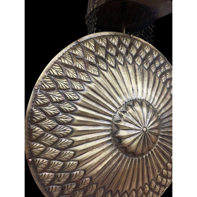 Turkish Brass Leaf Motif Helmet Shield Set For Sale - Image 12 of 15