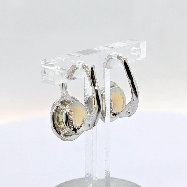 Metal 18k White Gold With Natural Round Vivid Fancy Yellow Diamond Drop Earrings, Pair For Sale - Image 7 of 11