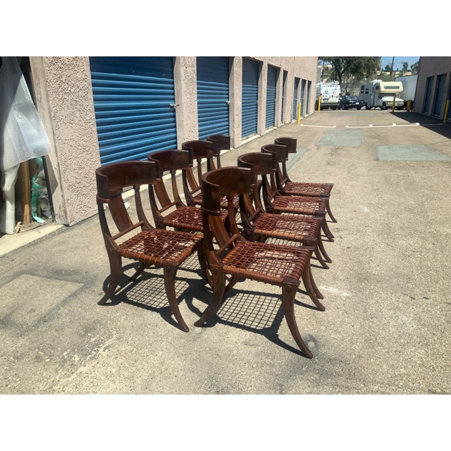 Brown Klismos Style Solid Walnut Dining Chairs - Set of 8 For Sale - Image 8 of 8