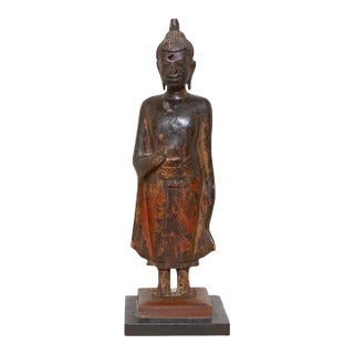 Carved Antique Painted Buddha For Sale