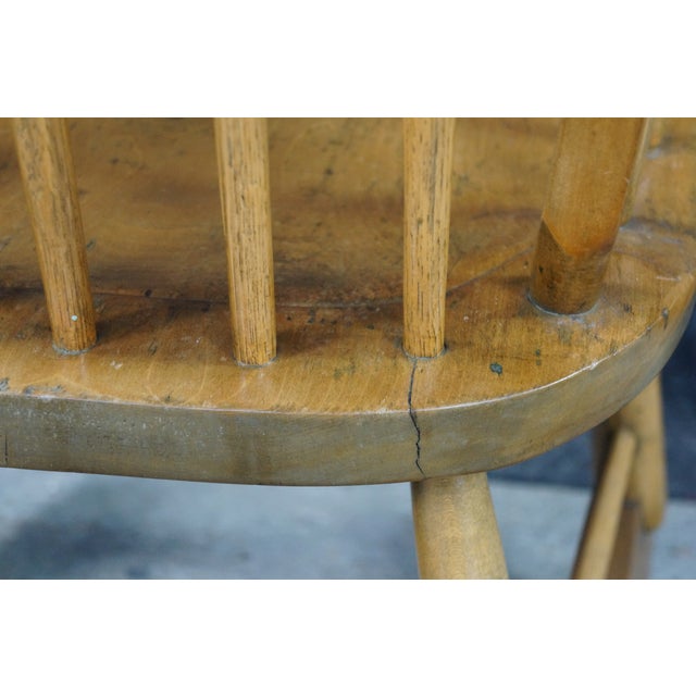 Antique Early American Country Farmhouse Oak & Maple Spindle Back Rocking Chair For Sale - Image 18 of 18
