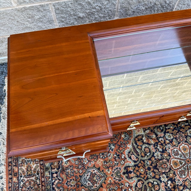Mid Century Modern Kling Furniture Cherry Modern Collection Solid Cherry 6 Drawer Vanity & Bench For Sale - Image 9 of 18