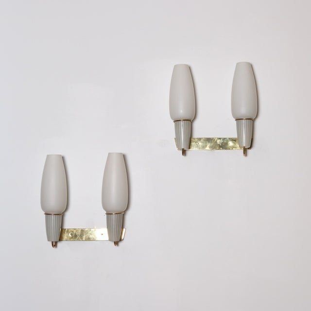 Gold Mid-20th Century Pair of Italian Modernist wall scones - a Pair For Sale - Image 8 of 9
