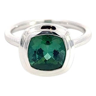 Natural Solitaire Tourmaline Ring 6.5 14k W Gold 2.25 TCW Certified For Sale