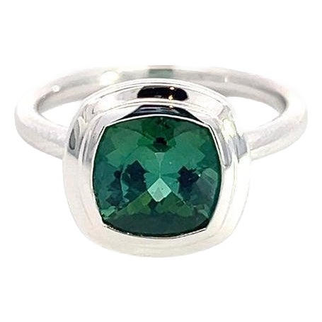 Natural Solitaire Tourmaline Ring 6.5 14k W Gold 2.25 TCW Certified For Sale