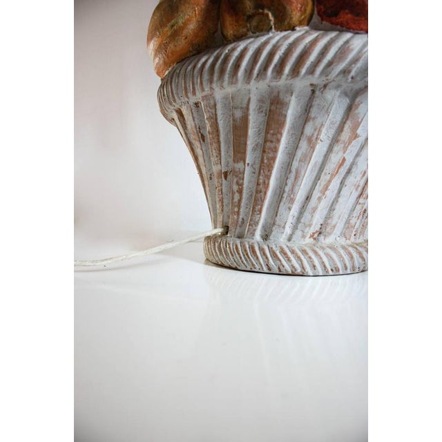 Fabulous and imposing porcelain dresser lamp with original cloth lampshade. US Plug (up to 110V).The wiring of this item...