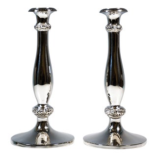 Antique Vienna Silver Biedermeier Candleholders from Christian Sander, 1839, Set of 2 For Sale