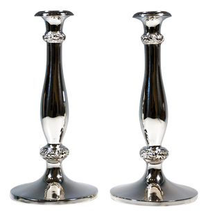 Antique Vienna Silver Biedermeier Candleholders from Christian Sander, 1839, Set of 2