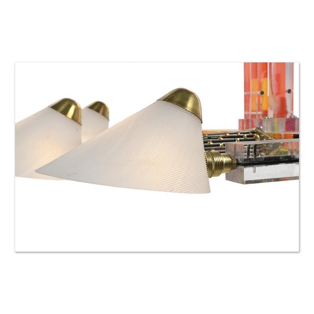 Henri Fernandez Resin and Brass Chandelier by Henri Fernandez For Sale - Image 4 of 9