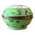 Vintage Apple Green Canton Enamel Floral Trinket Box For Sale