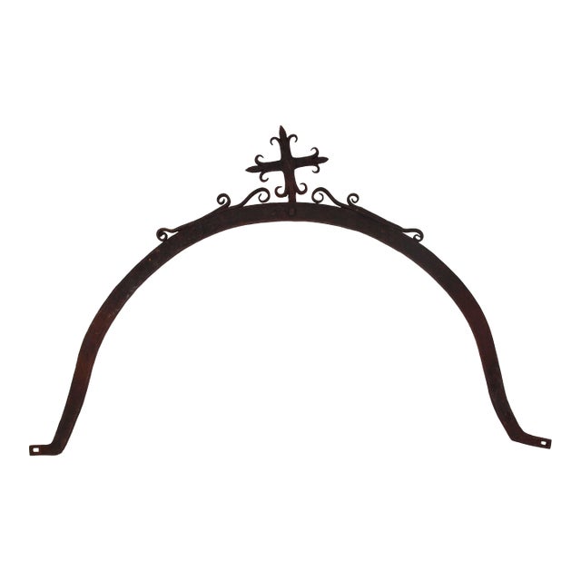 1700’s Hand Forged Iron Arch With Cross For Sale