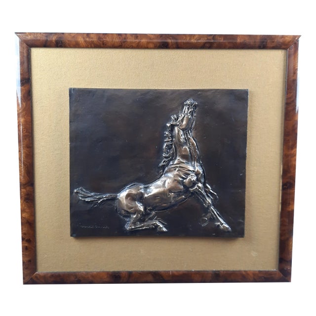Messina, High Relief Horse Sculpture, 1970s, Bronze on Fabric For Sale