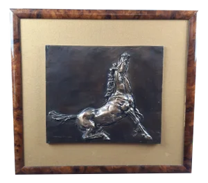 Messina, High Relief Horse Sculpture, 1970s, Bronze on Fabric