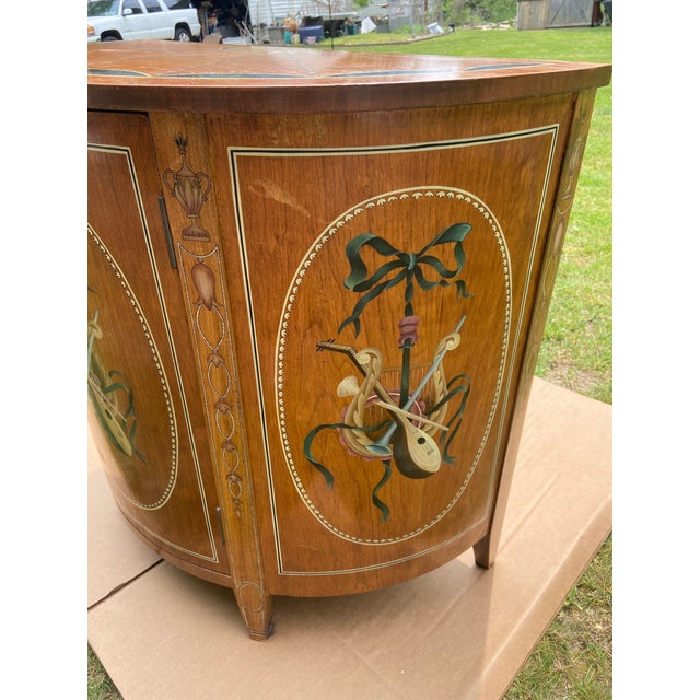 Wood Mid 20th Century Louis XV French Style Demilune Cabinet For Sale - Image 7 of 12