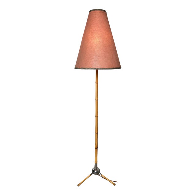 Art Deco Bamboo Floor Lamp in the style of Josef Frank, 1940s For Sale