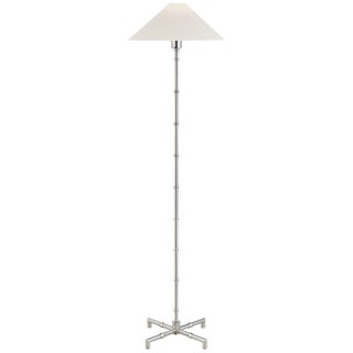 Visual Comfort Signature Grenol Floor Lamp in Polished Nickel with Linen Shade For Sale