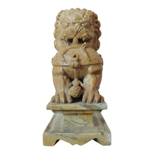 Mid 20th Century Natural Stone Asian Female Fu Dog For Sale