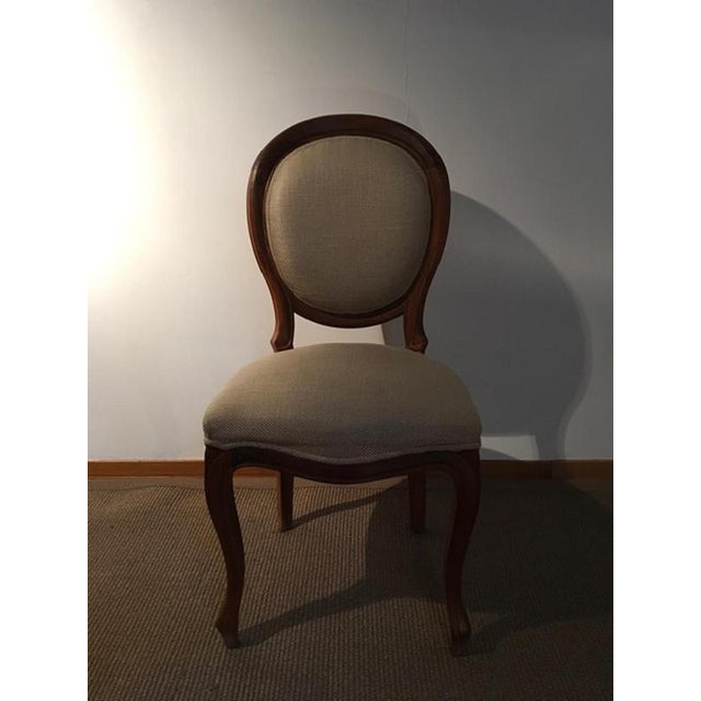 Chairs in Walnut and Linen, Italy, 1990s, Set of 4 For Sale - Image 3 of 18
