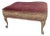 Vintage Queen Anne Ottoman Footstool Upholstered and Brass Color Metal Legs For Sale