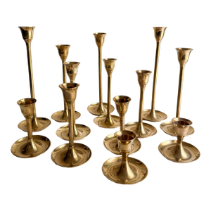 Vintage Brass Candlestick Holders – Set of 13