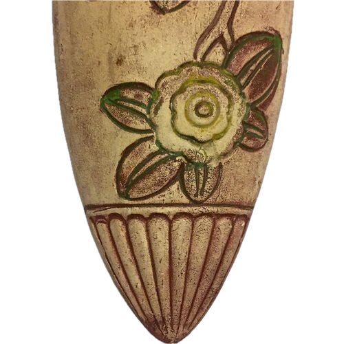 Antique Mexican Art Deco Floral Wall Pocket For Sale - Image 4 of 5