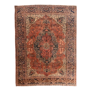 Late 19th Century Hand Knotted Persian Farahan Sarouk Wool For Sale