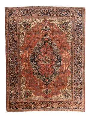 Late 19th Century Hand Knotted Persian Farahan Sarouk Wool