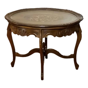 Vintage Mid 20th Century Country French Style Walnut Serving Tray Cocktail Table