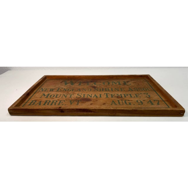 1940s Vintage Wooden New England Shrine Association Mount Sinai Temple #3 Sign, Barre Vermont 1947 For Sale - Image 5 of 8