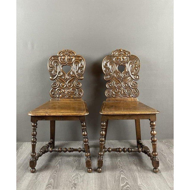 Wood Late 19th Century Carved Wooden Chairs, Set of 2 For Sale - Image 7 of 7
