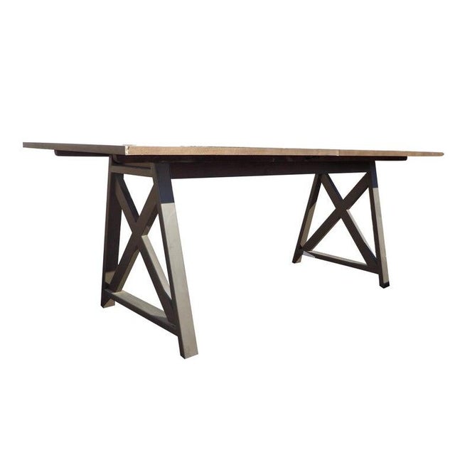 76" Industrial Trestle base work table desk Warm wood paired with an industrial style trestle metal base. Great for a work...