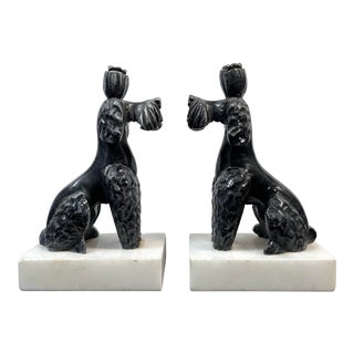 Vintage Italian Marble French Poodle Bookends - a Pair For Sale
