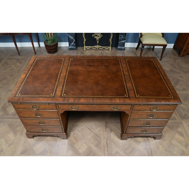 Vintage Baker Walnut Executive Desk For Sale - Image 6 of 17