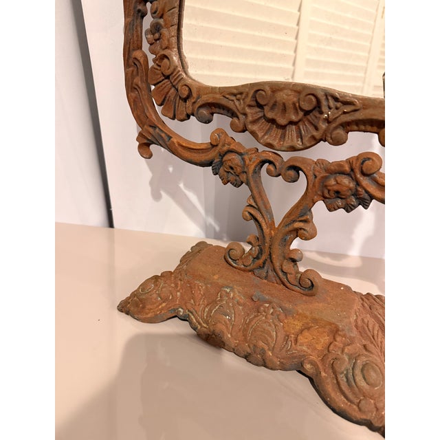 Large Victorian Antique Cast Iron Vanity Mirror For Sale - Image 4 of 12