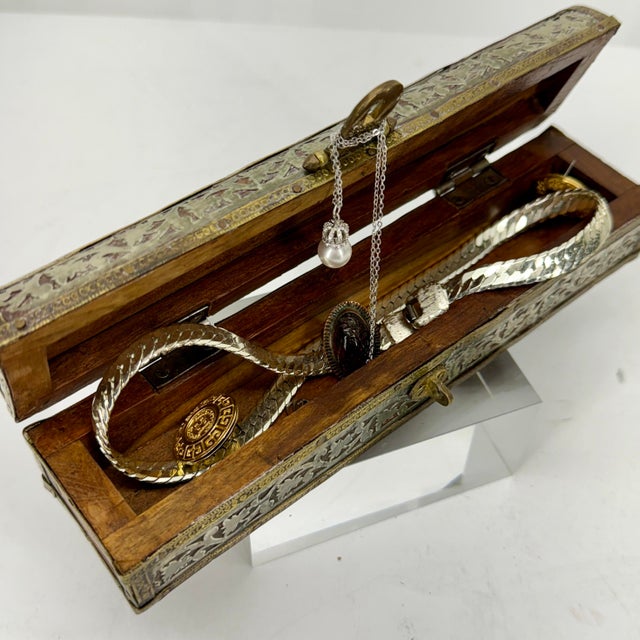 Early 20th Century Early 20th Century Small Narrow Dome Top Brass Silver Jewelry Box For Sale - Image 5 of 12