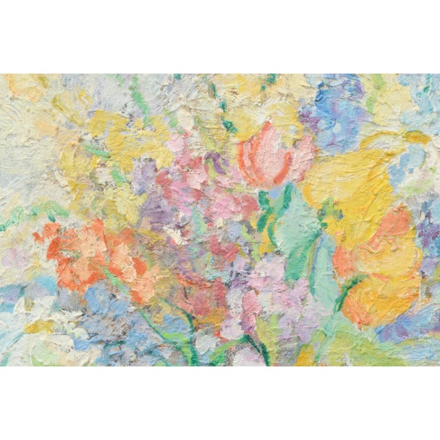 1980s Vertical Impasto Spring Floral Still Life by Doreen Gadsby For Sale - Image 5 of 7
