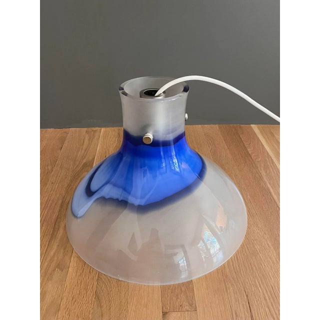 Vintage Blue and White Art Glass Pendant Light For Sale In Austin - Image 6 of 12