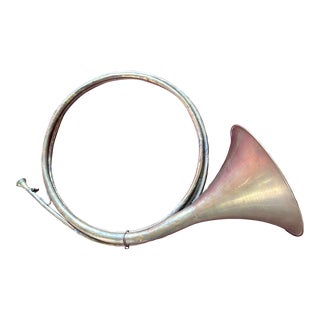 Large Vintage Brass Hunting or Natural Horn for Christmas/Holiday Decoration and Display For Sale