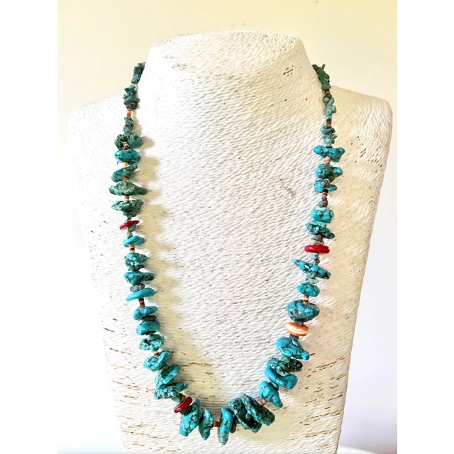 Gorgeous, rare vintage turquoise, and coral Native American beaded necklace