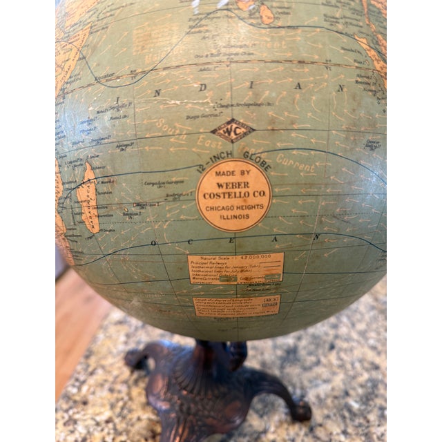 Early 20th Century Early 20th Century Lithographed and Cast Iron Globe For Sale - Image 5 of 9