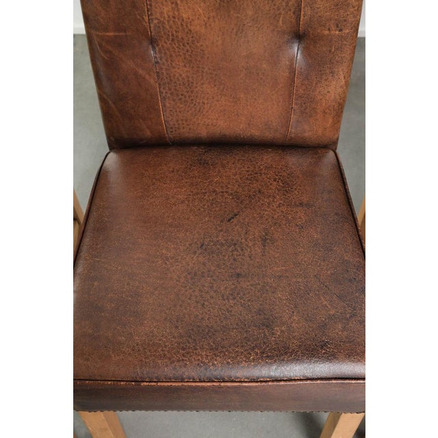 Brown Large Sheepskin Dining Chairs in Dark Cognac, 1940s, Set of 4 For Sale - Image 8 of 14