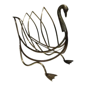 Neoclassical Style Brass Swan Magazine Rack, Italy in the Style of Maison Jansen