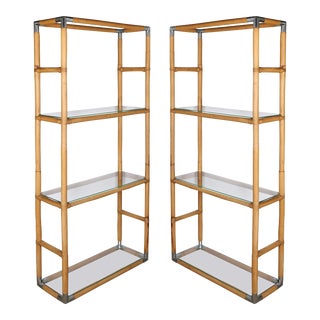 1960s Vintage Bamboo and Chrome Etageres For Sale