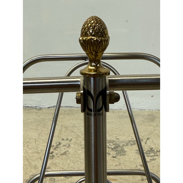 Maison Jansen Style Steel and Brass Rams Head and Feet Magazine Rack, Italy For Sale - Image 12 of 12