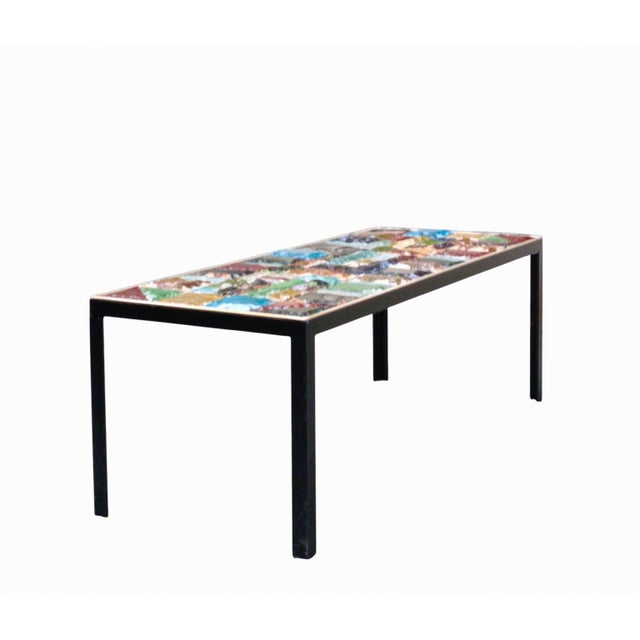 Metal Vintage Rectangular Coffee Table with Chiselled Murano Glass Top from Poliarte, Italy, 1960s For Sale - Image 7 of 13