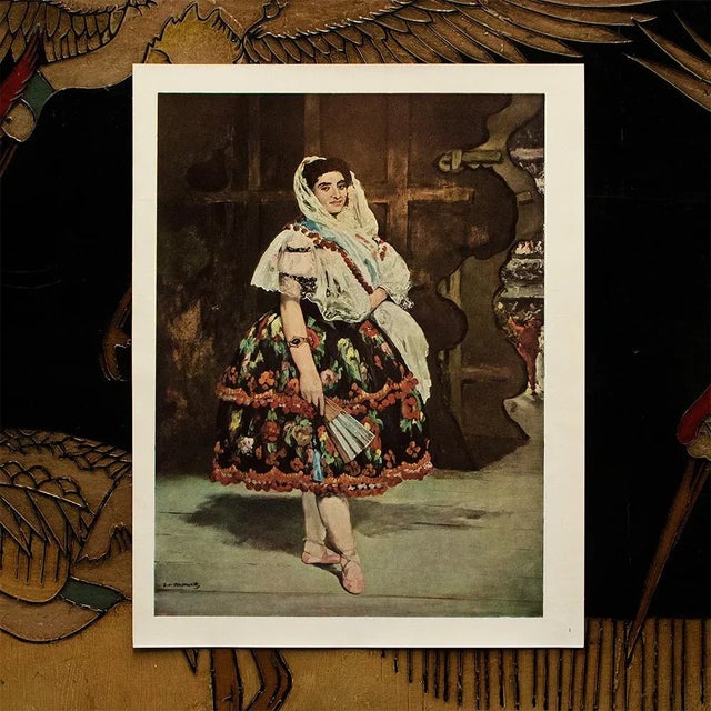 American Circa 1950s After Manet "Lola De Valence" Vintage Full Color Impressionist Print For Sale - Image 3 of 6