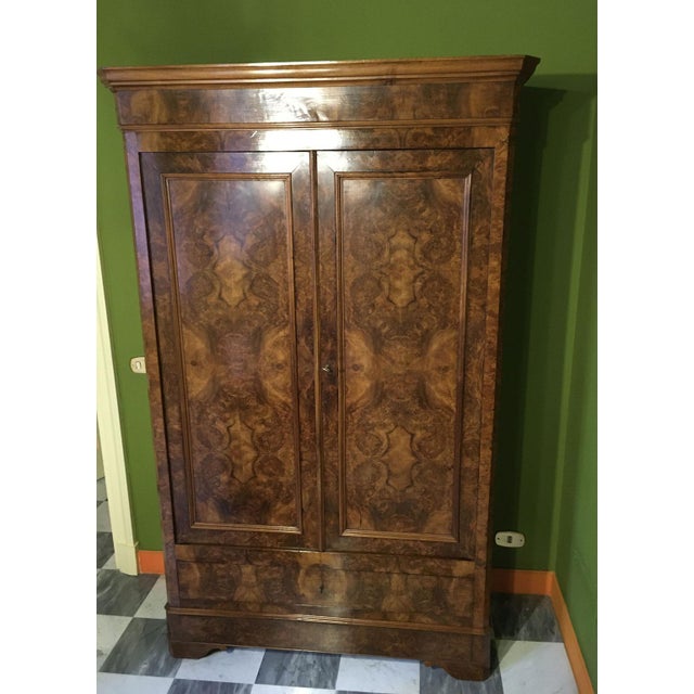 Wood 2-Door Wardrobe with Drawer in Walnut, 1850s For Sale - Image 7 of 18