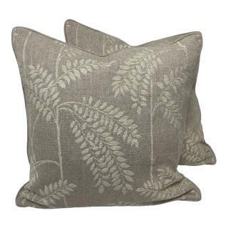 Robert Allen Embroidered Wheat Pillows - Pair For Sale
