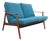1960s Vintage Teak Framed Loveseat With Jewel Toned Cushions For Sale